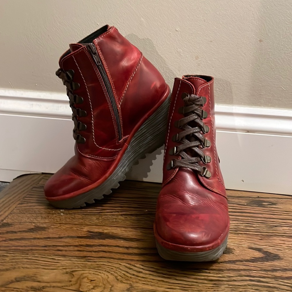Fly London red leather boots